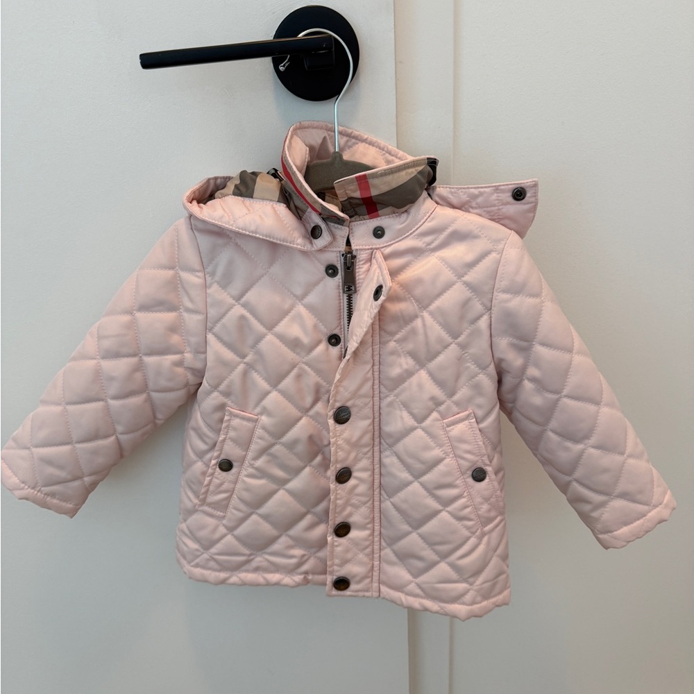 Burberry Pink Quilted Jacket with Hood